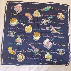 Chanel vintage square scarf in navy